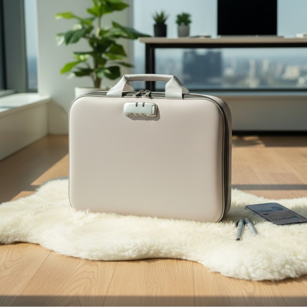 Fireproof Expanding File Folder with Lock Portable Organizer for Travel Office